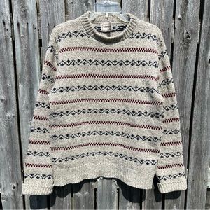 Vintage Campus Ragg Wool Oatmeal Gray Knit Sweater Men’s Medium